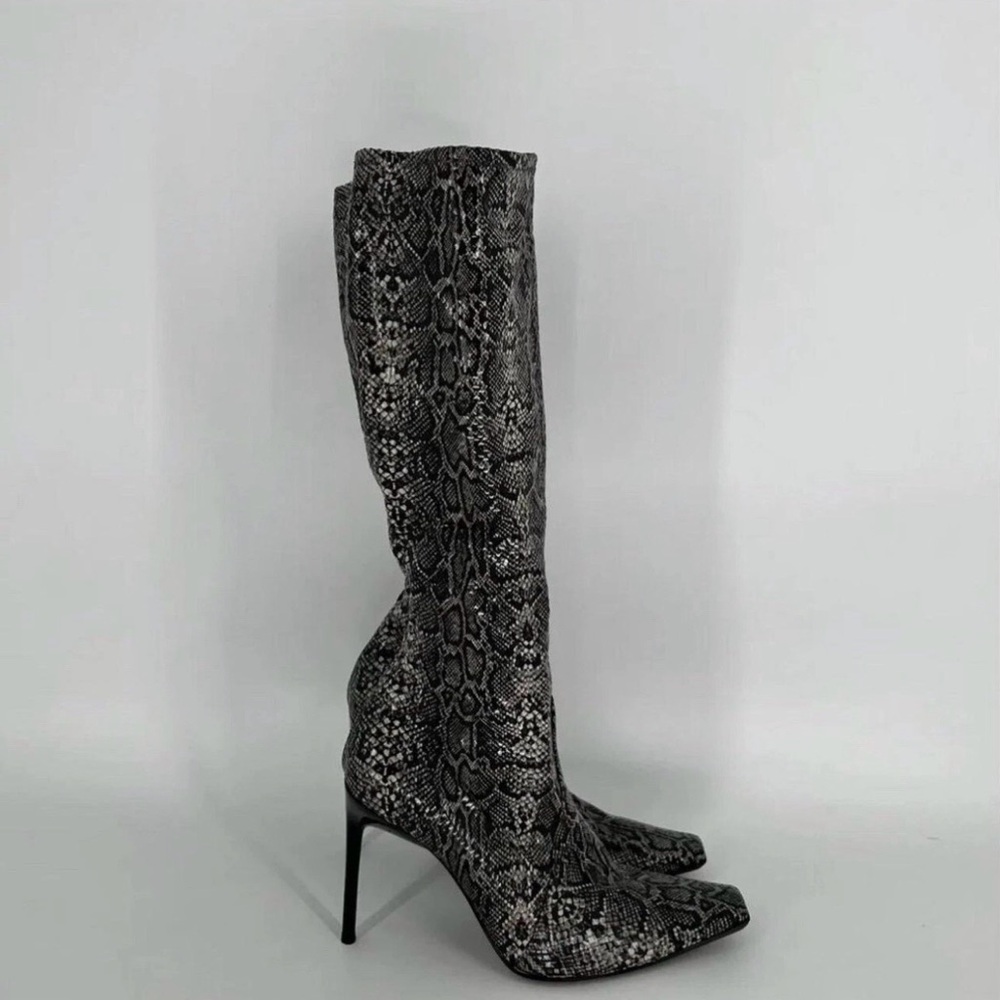 Casadei 90s Leather Python Snakeskin Square-toe S… - image 1